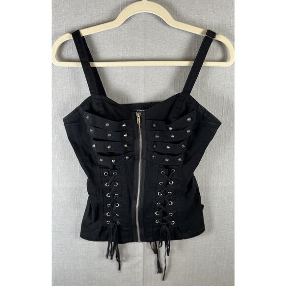 VTG Y2K Tripp NYC Halter Corset Top Punk Goth Grunge Studed spikes Size Medium - Picture 5 of 13
